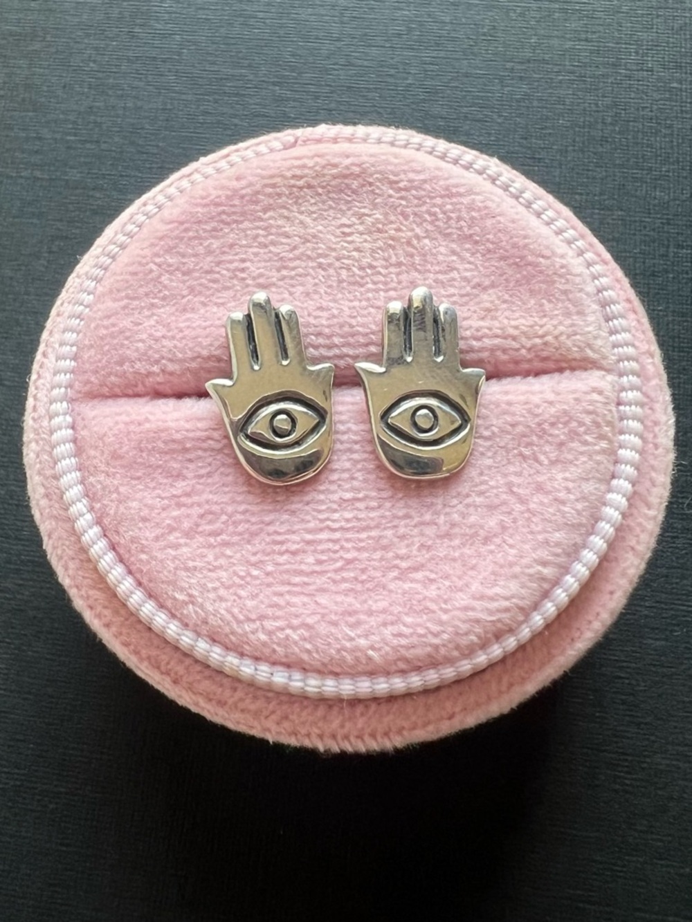 Sterling silver hamsa stud earrings